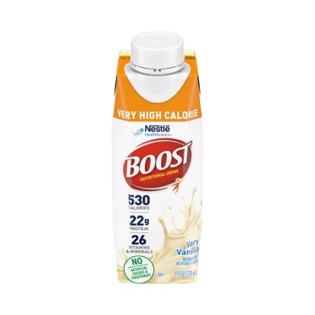 Nestle Healthcare Nutrition 00043900894348 Oral Supplement Boost Very High Calorie Very Vanilla Flavor Liquid 8 oz. Reclosable Carton