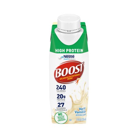 Nestle Healthcare Nutrition 00043900645834 Oral Supplement Boost High Protein Very Vanilla Flavor Liquid 8 oz. Carton