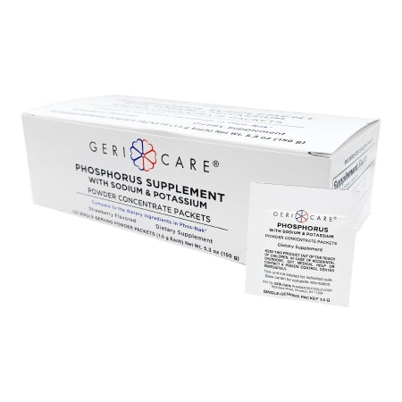 Geri-Care  844-01-GCP Dietary Supplement Geri-Care Phosphorus / Sodium / Potassium 250 mg -160 mg - 280 mg Strength Oral Powder 100 per Box Strawberry Flavor