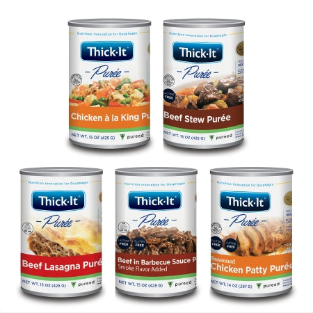 Kent Precision Foods H331-GA800 Thickened Food Thick-It 14 / 15 oz. Can Seasoned Chicken Patty / Beef Stew / Beef Lasagna / Beef in Barbecue Sauce / Chicken à la King Flavor Puree IDDSI Level 4 Extremely Thick/Pureed