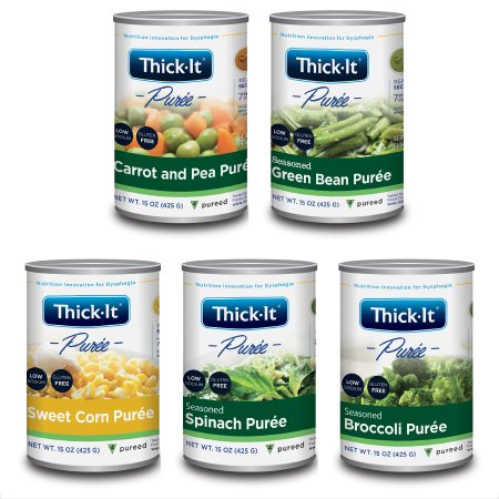 Kent Precision Foods H332-GA800 Thickened Food Thick-It 15 oz. Can Carrot and Pea / Sweet Corn / Seasoned Green Bean / Broccoli Flavor Puree IDDSI Level 4 Extremely Thick/Pureed