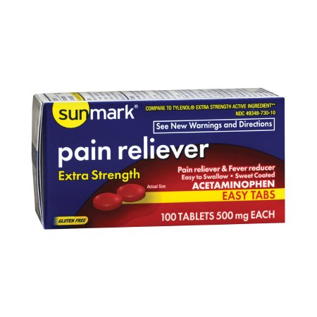 McKesson Brand 70677009302 Pain Relief sunmark 500 mg Acetaminophen Tablet 100 per Bottle