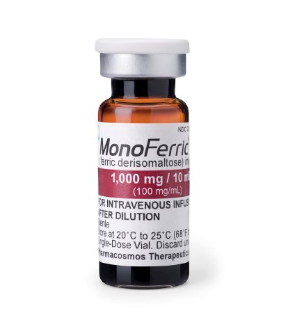 Pharmacosmos Therapeutics Inc  73594931001 MonoFerric Iron Preparation Ferric Derisomaltose 100 mg / mL Injection Single-Dose Vial 10 mL