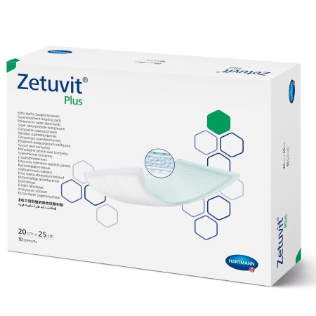 Hartmann  413118 Super Absorbent Dressing Zetuvit Plus Silicone Non-Bordered 8 X 10 Inch Rectangle