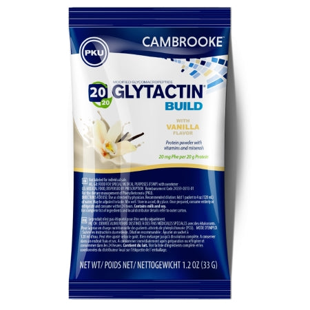 Cambrooke Therapeutics 35313 Oral Supplement Glytactin BUILD 20/20 Vanilla Flavor Powder 1.2 oz. Individual Packet