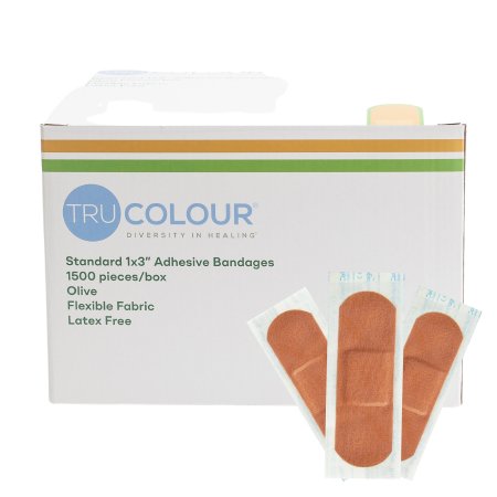 Tru-Colour Products LLC  TCB-GB1500 Adhesive Strip Tru-Colour 1 X 3 Inch Fabric Rectangle Olive Sterile