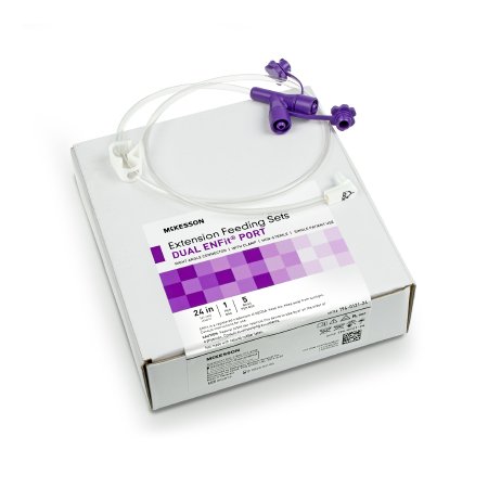 McKesson Brand 194-0121-24 Enteral Feeding Extension Set McKesson 24 Inch, Enfit, Y-Port, Right Angle Connector and Clamp, NonSterile