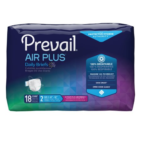 First Quality PVBNG-013CA Unisex Adult Incontinence Brief Prevail Air Plus Size 2 Disposable Heavy Absorbency