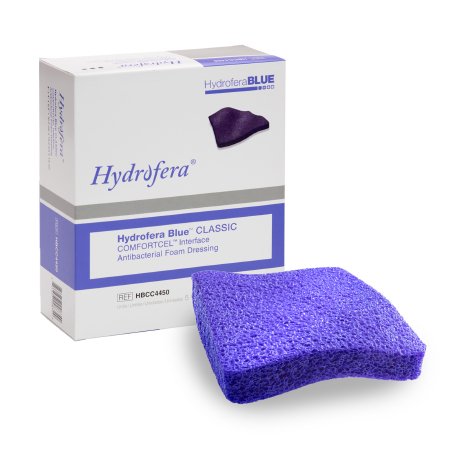 Hydrofera  HBCC4550 Antibacterial Foam Dressing Hydrofera BLUE ComfortCel 4 X 5 Inch Without Border Without Film Backing Nonadhesive Rectangle Sterile