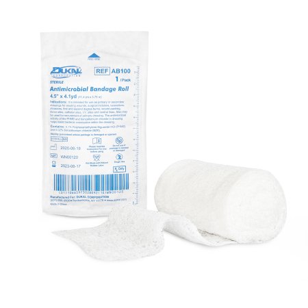 Dukal  AB100 Conforming Bandage 4 Inch X 4.1 Yard 1 per Pack Sterile PHMB / Benzalkonium Chloride Roll Shape