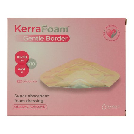 3M Systagenix/KCI  CWL1011 Foam Dressing KerraFoam Gentle Border 4 X 4 Inch With Border Film Backing Silicone Adhesive Square Sterile