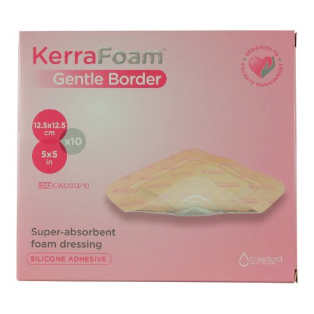 3M Systagenix/KCI  CWL1013 Foam Dressing KerraFoam Gentle Border 5 X 5 Inch With Border Film Backing Silicone Adhesive Square Sterile