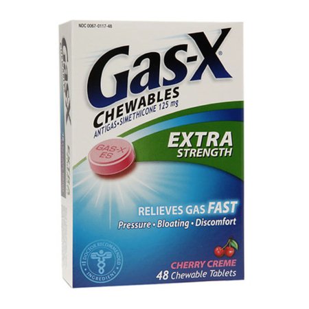 Glaxo Smith Kline Pharmaceuticals  00067011748 Gas Relief Gas-X 125 mg Strength Chewable Tablet 48 per Bottle