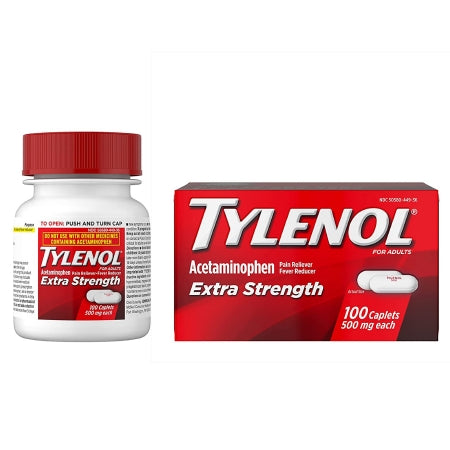 J & J Sales  50580044936 Pain Relief Tylenol 500 mg Strength Acetaminophen Caplet 100 per Bottle