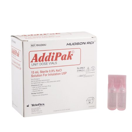 Medline  HUDRHUD69U Addipak Respiratory Therapy Solution Sodium Chloride, Preservative Free 0.9% Solution Unit Dose Vial 15 mL