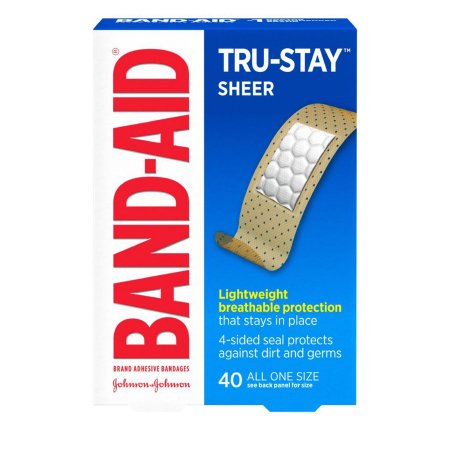 J & J Sales  08137004666 Adhesive Strip Band-Aid TRU-STAY 3/4 X 3 Inch Plastic Rectangle Sheer Sterile