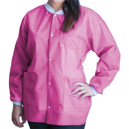 Dukal UGJ-6509-S Lab Jacket FitMe Raspberry Pink Small Hip Length Disposable