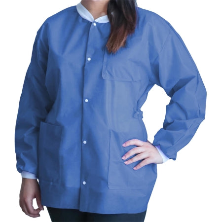 Dukal UGJ-6513-M Lab Jacket FitMe Medical Blue Medium Hip Length Disposable