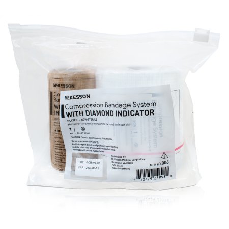 McKesson Brand 2006 2 Layer Compression Bandage System McKesson 4 Inch X 7-1/10 Yard / 4 Inch X 6-9/10 Yard Self-Adherent Closure Tan / White NonSterile