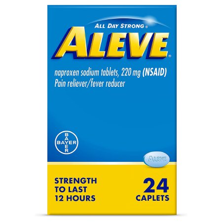 Bayer  00280600024 Pain Relief Aleve 220 mg Strength Naproxen Sodium Caplet 24 per Bottle