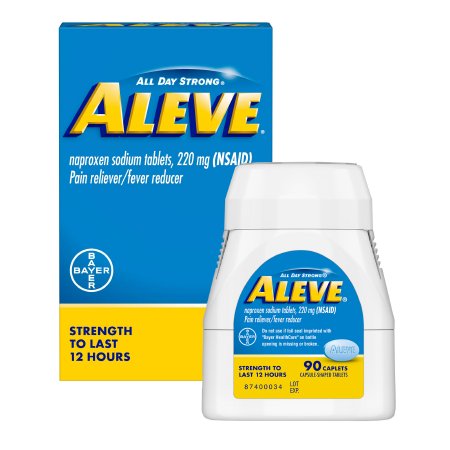 Bayer  00280601001 Pain Relief Aleve 220 mg Strength Naproxen Sodium Tablet 90 per Bottle