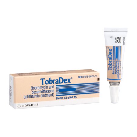 Novartis  00078087601 TobraDex Tobramycin / Dexamethasone 0.3% - 0.1% Ointment Tube 3.5 Gram