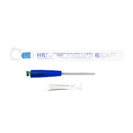 HR Pharmaceuticals  HS1406 Urethral Catheter TruCath Straight Tip Hydrophilic Coated PVC 14 Fr. 6 Inch