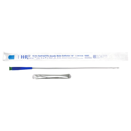 HR Pharmaceuticals  HC1416 Urethral Catheter TruCath Coude Tip Hydrophilic Coated PVC 14 Fr. 16 Inch