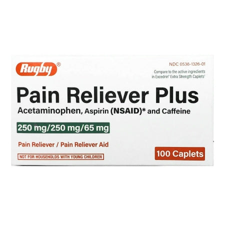 Major Pharmaceuticals  00536132601 Pain Relief 250 mg - 250 mg - 65 mg Strength Acetaminophen / Aspirin / Caffeine Tablet 100 per Bottle