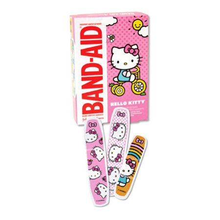 Medibadge  AB87 Adhesive Strip Band-Aid 3/4 X 3 Inch / 5/8 X 2-1/4 Inch Plastic Rectangle Kid Design (Hello Kitty) Sterile