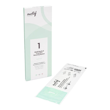 Motif Medical  DAB00001-01 Foam Dressing Motif Medical C-Section 4 X 11-1/2 Inch With Border Film Backing Adhesive Rectangle Sterile