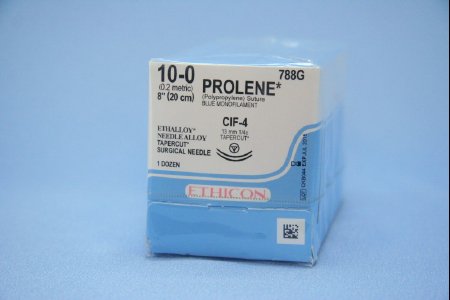 J & J Healthcare Systems  788G Nonabsorbable Suture with Needle Prolene Polypropylene CIF-4 1/4 Circle Taper Cutting Needle Size 10 - 0 Monofilament