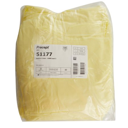 Aspen Surgical Products 51177 Protective Procedure Gown Precept One Size Fits Most Yellow NonSterile AAMI Level 2 Disposable