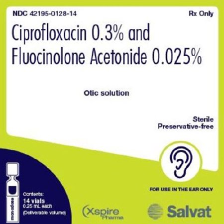 Xspire Pharma  42195012814 Ciprofloxacin HCI / Fluocinolone, Preservative Free 0.3% - 0.025 % Solution Single-Dose Vial 0.25 mL