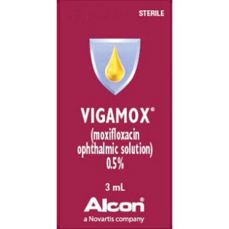 Novartis  00078093926 Vigamox Moxifloxacin HCl 0.5% Solution Dropper Bottle 3 mL