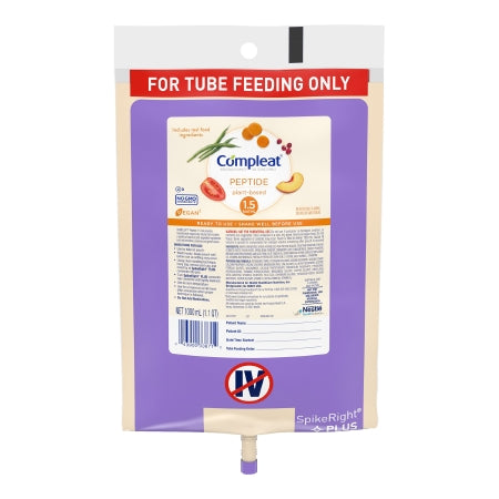 Nestle Healthcare Nutrition 00043900617152 Tube Feeding Formula Compleat Peptide 1.5 Unflavored Liquid 1000 mL Ready to Hang Prefilled Container