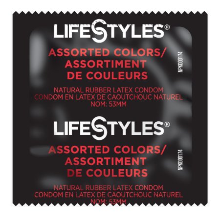 Sxwell USA  310150 Condom Lifestyles Assorted Colors Lubricated One Size Fits Most 1,008 per Case