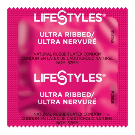 Sxwell USA  310156 Condom Lifestyles Ultra Ribbed Lubricated One Size Fits Most 1,008 per Case