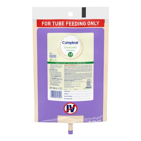 Nestle Healthcare Nutrition 00043900349275 Tube Feeding Formula Compleat Standard 1.4 Cal Vanilla Flavor Liquid 1000 mL Ready to Hang Prefilled Container