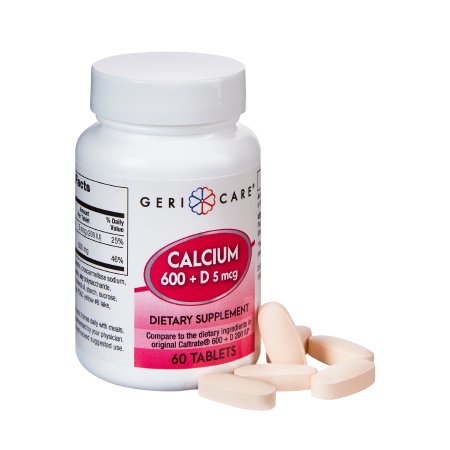 Geri-Care  747-06-GCP Joint Health Supplement Geri-Care Vitamin D3 / Calcium Carbonate 200 IU - 600 mg Strength Tablet 60 per Bottle