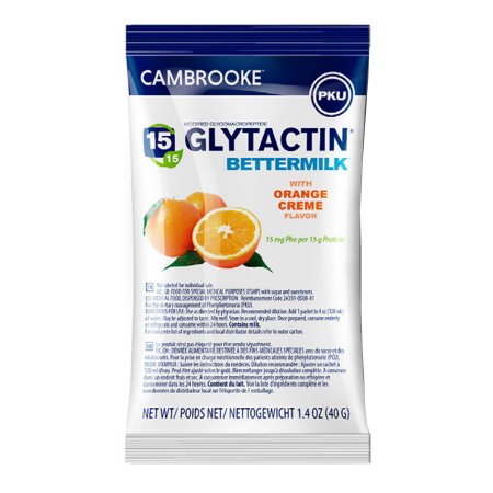 Cambrooke Therapeutics 35008 Oral Supplement Glytactin BetterMilk Orange Crème Flavor Powder 1.4 oz. Individual Packet