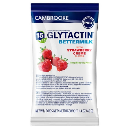 Cambrooke Therapeutics 35009 Oral Supplement Glytactin BetterMilk Strawberry Crème Flavor Powder 1.4 oz. Individual Packet