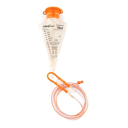 Zevex INF0100-E Enteral Feeding Pump Bag Set with ENFit Connector Infinity Orange 100 mL Silicone NonSterile ENFit Connector