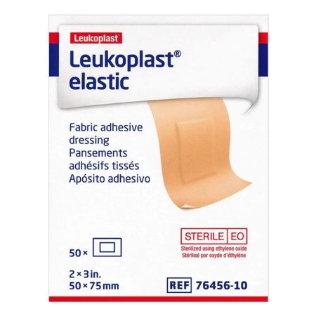 BSN Medical  7645610 Adhesive Strip Leukoplast Elastic 2 X 3 Inch Cross-Elastic Material Rectangle Tan Sterile