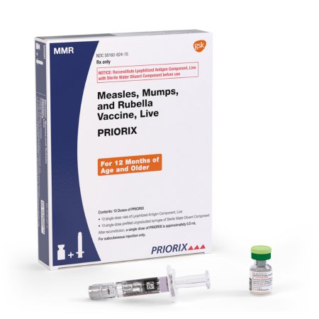 Glaxo Smith Kline  58160082415 PRIORIX MMR Vaccine Indicated for People 12 Months of Age and Older Measles, Mumps, and Rubella Vaccine, Preservative Free Injection Single-Dose Vial 0.5 mL