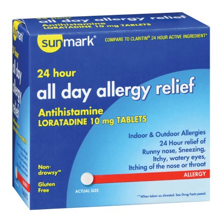 McKesson Brand 70677014502 Allergy Relief sunmark 24 Hour 10 mg Strength Tablet 90 per Bottle