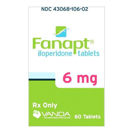 Vanda Pharmaceuticals  43068010602 FANAPT iloperidone 6 mg Tablet Bottle 60 Tablets