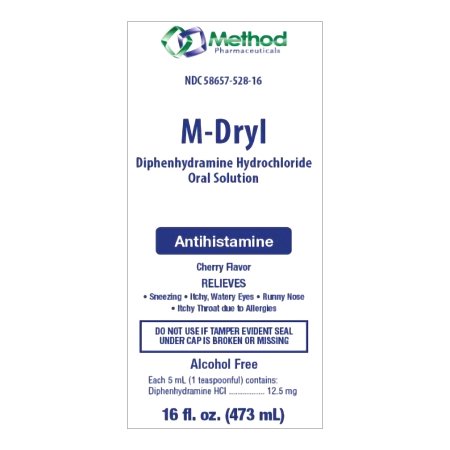 Method Pharmaceuticals  58657052816 Children's Allergy Relief M-DRYL 12.5 mg Strength Liquid 16 oz.