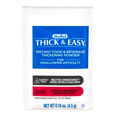 Hormel Food Sales 126251 Food and Beverage Thickener Thick & Easy 0.16 oz. Individual Packet Unflavored Powder IDDSI Level 1 Slightly Thick