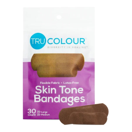 Tru-Colour Products LLC  TCB-141 Waterproof Adhesive Strip Tru-Colour 1 X 3 Inch Fabric Rectangle Dark Brown Sterile